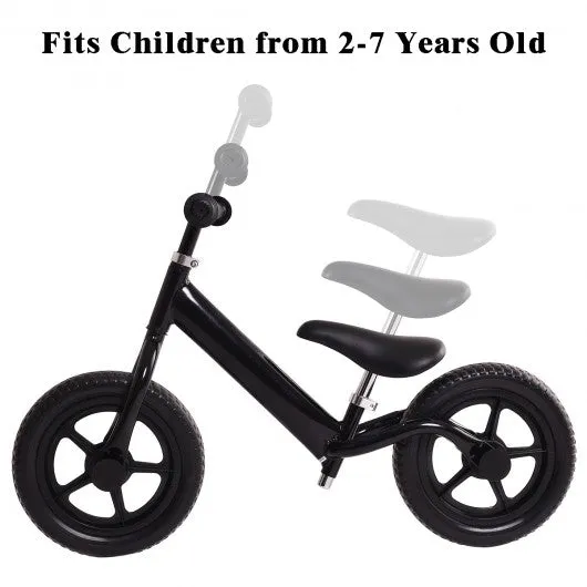 12" Balance Kids No-Pedal Learning Bicycle Black/Pink-Black