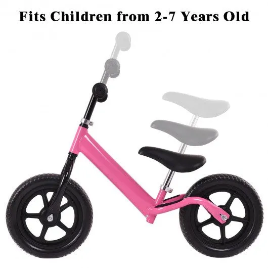 12" Balance Kids No-Pedal Learning Bicycle Black/Pink-Pink