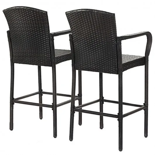 2 pcs Outdoor Rattan Set High Chairs