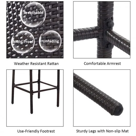 2 pcs Outdoor Rattan Set High Chairs
