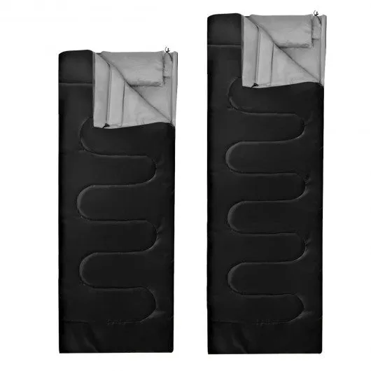 2 Person Waterproof Sleeping Bag with 2 Pillows-Black