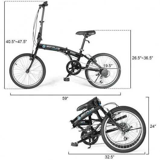 20" 7-Speed Lightweight Iron V-Brakes Folding Bike