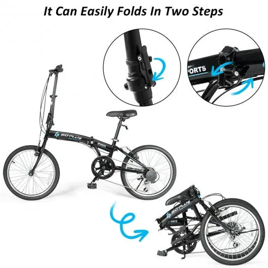 20" 7-Speed Lightweight Iron V-Brakes Folding Bike