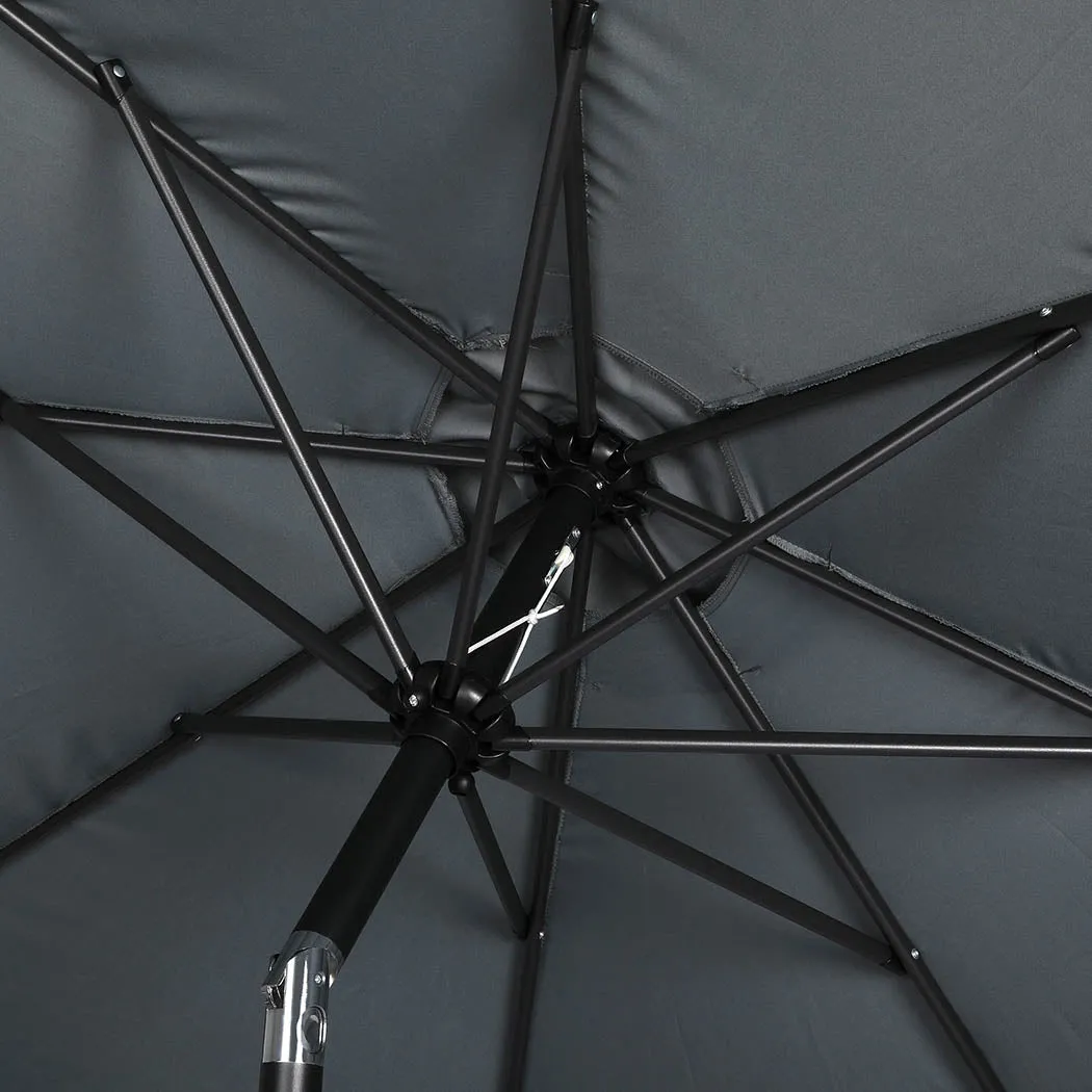 2.7m Waipio Outdoor Umbrella Garden Patio Tilt Parasol - Grey