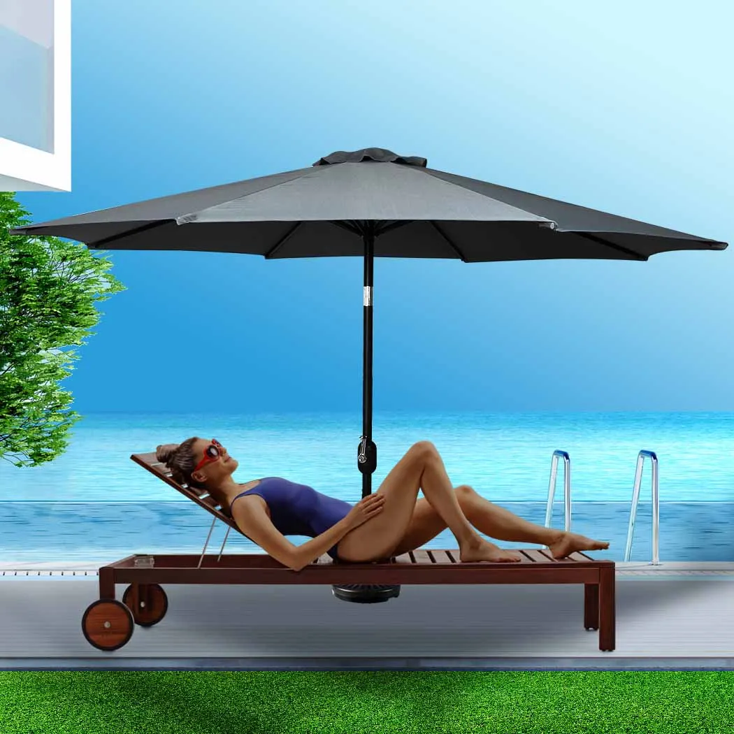 2.7m Waipio Outdoor Umbrella Garden Patio Tilt Parasol - Grey