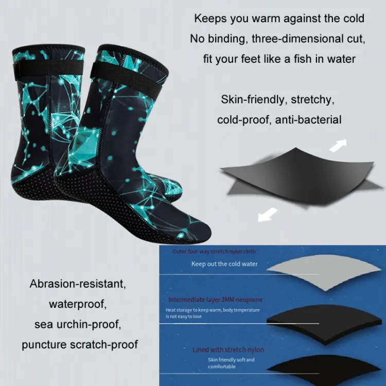 3mm Waterproof Long Beach Diving Socks Warm Non-slip Snorkeling Socks, Size: XL(Starsky  Blue)