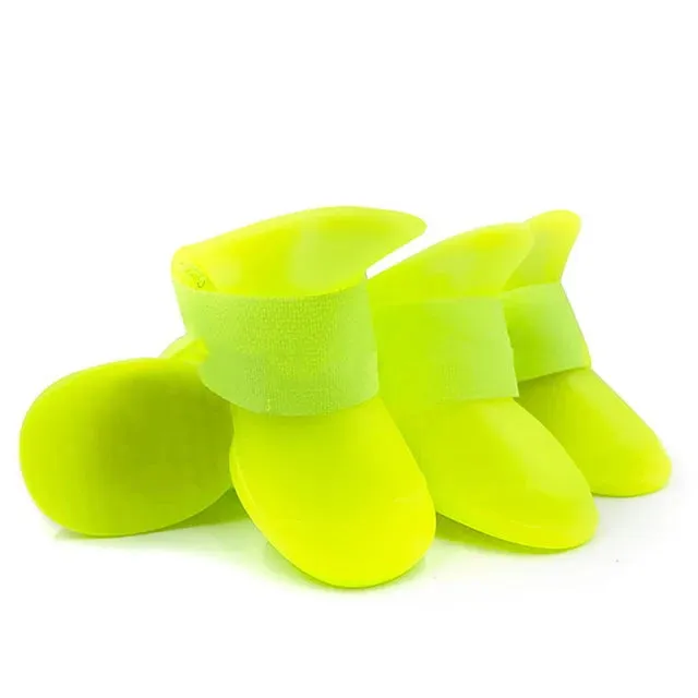 4Pcs Waterproof Anti-Slip Rubber Boots for Dogs & Cats - Pet Rain Shoes for Small, Medium, and Large Pets