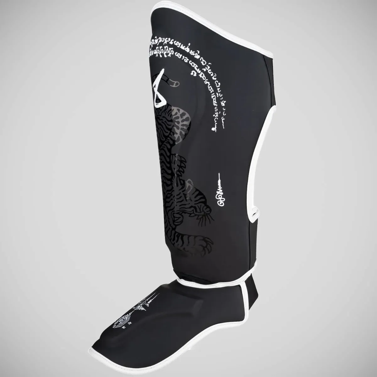 8 Weapons Sak Yant Big Tiger Shin Guards Black/Black