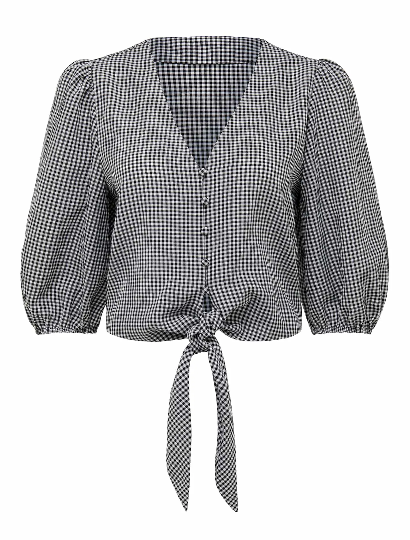 Abby Gingham Tie Front Top