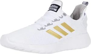 adidas Men's Cloudfoam Lite Racer BYD Running Shoe, White/Gold Metallic/Light Granite, 11.5