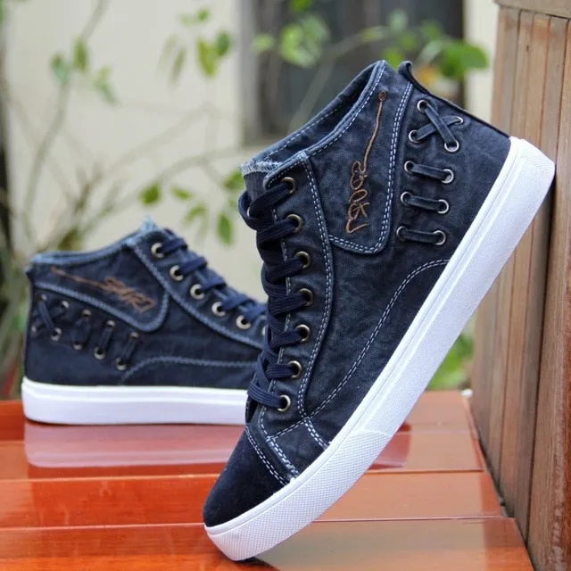American Flag Label Trendy Fashion Style Vintage Denim Shoe