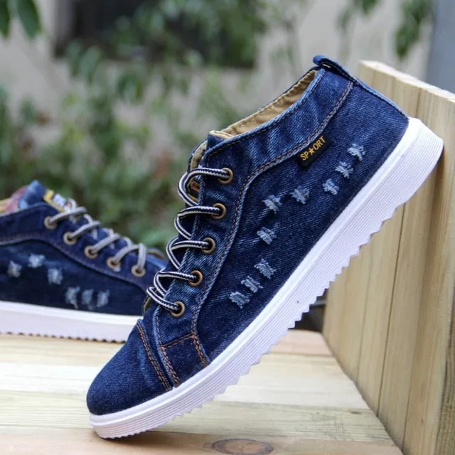 American Flag Label Trendy Fashion Style Vintage Denim Shoe