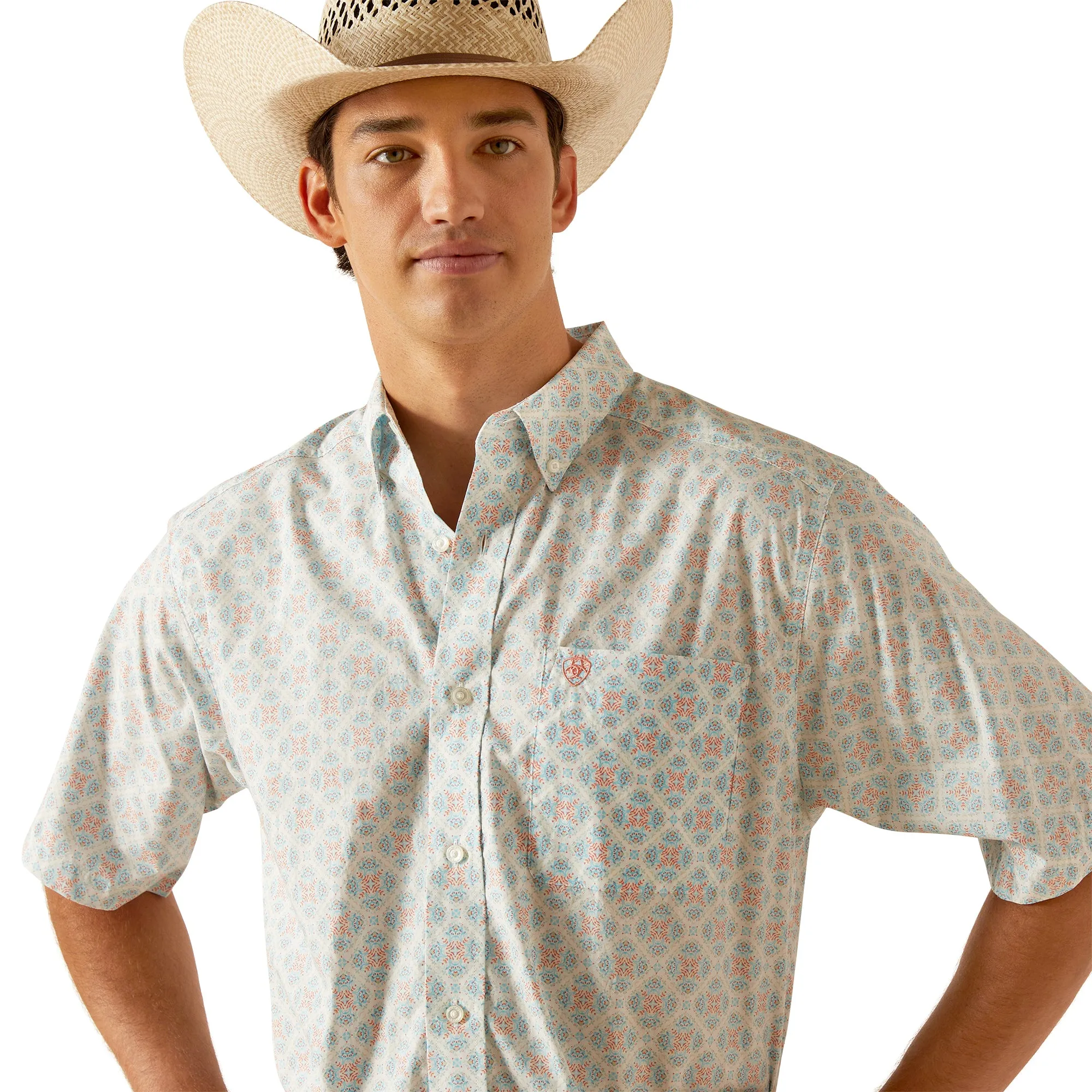 Ariat Men's Kia Short Sleeve Shirt Aqua