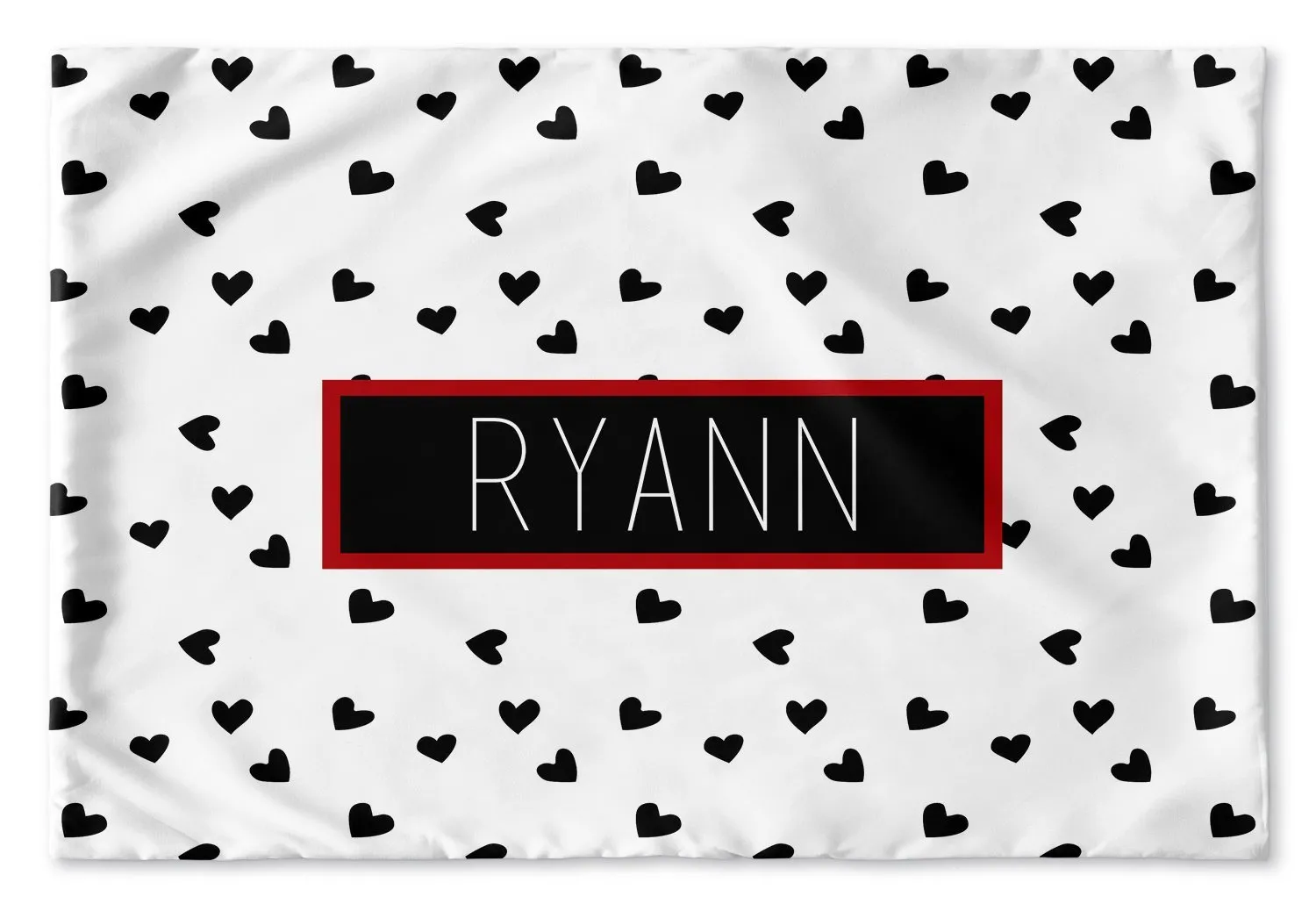 BLACK AND WHITE HEARTS PERSONALIZED PILLOW SHAM (MULTIPLE COLOR OPTIONS)