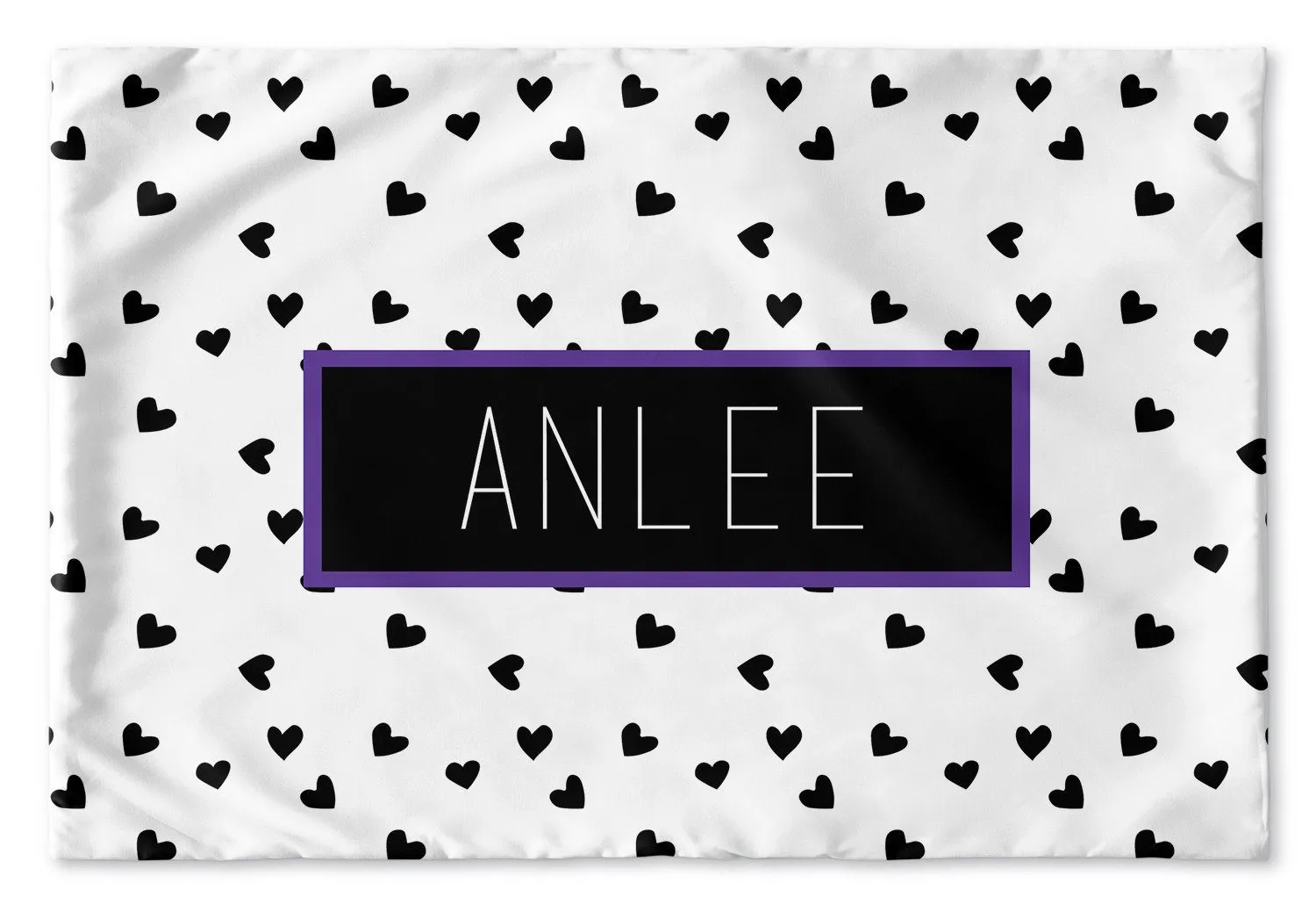 BLACK AND WHITE HEARTS PERSONALIZED PILLOW SHAM (MULTIPLE COLOR OPTIONS)