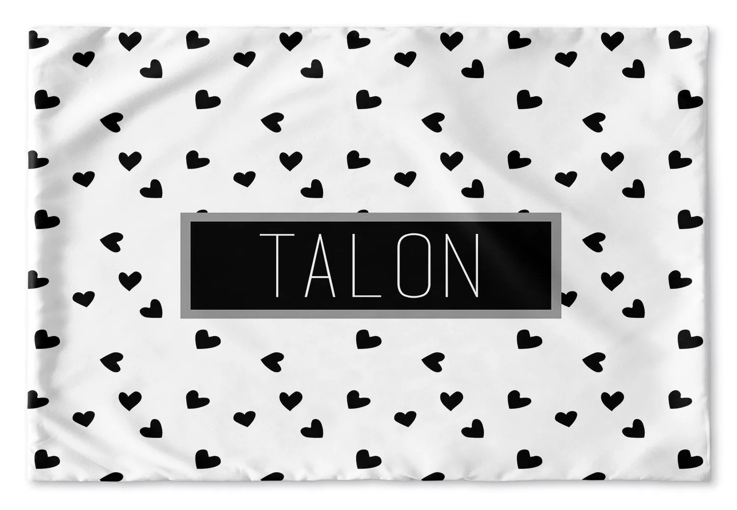 BLACK AND WHITE HEARTS PERSONALIZED PILLOW SHAM (MULTIPLE COLOR OPTIONS)