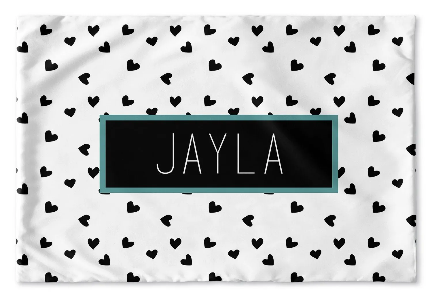 BLACK AND WHITE HEARTS PERSONALIZED PILLOW SHAM (MULTIPLE COLOR OPTIONS)