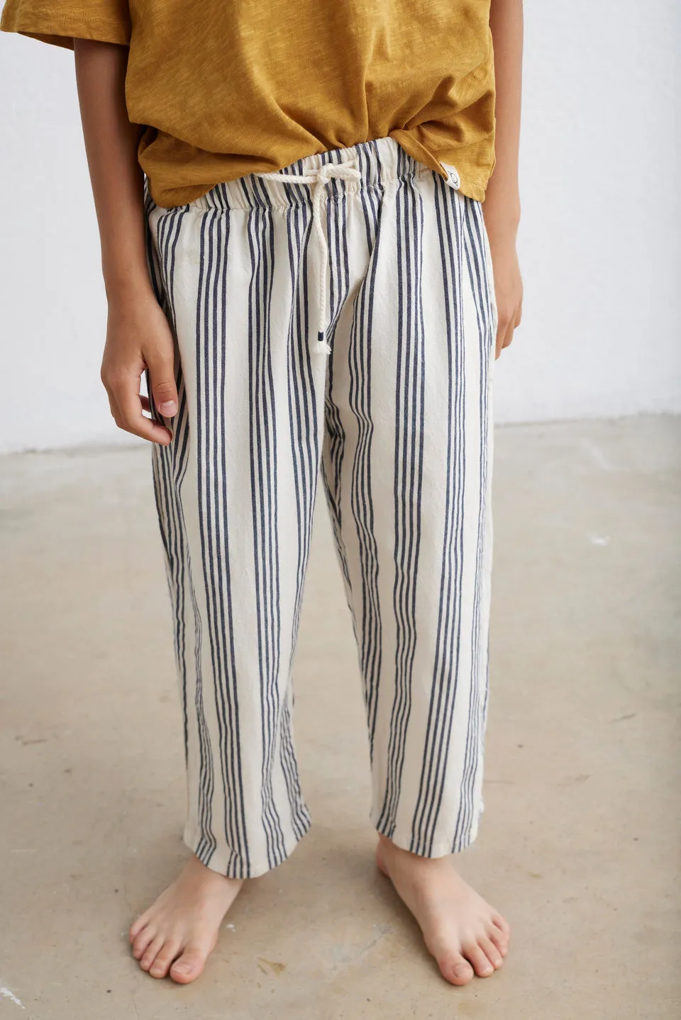 Blue Vintage Stripes Pants (model shown in Ivory)