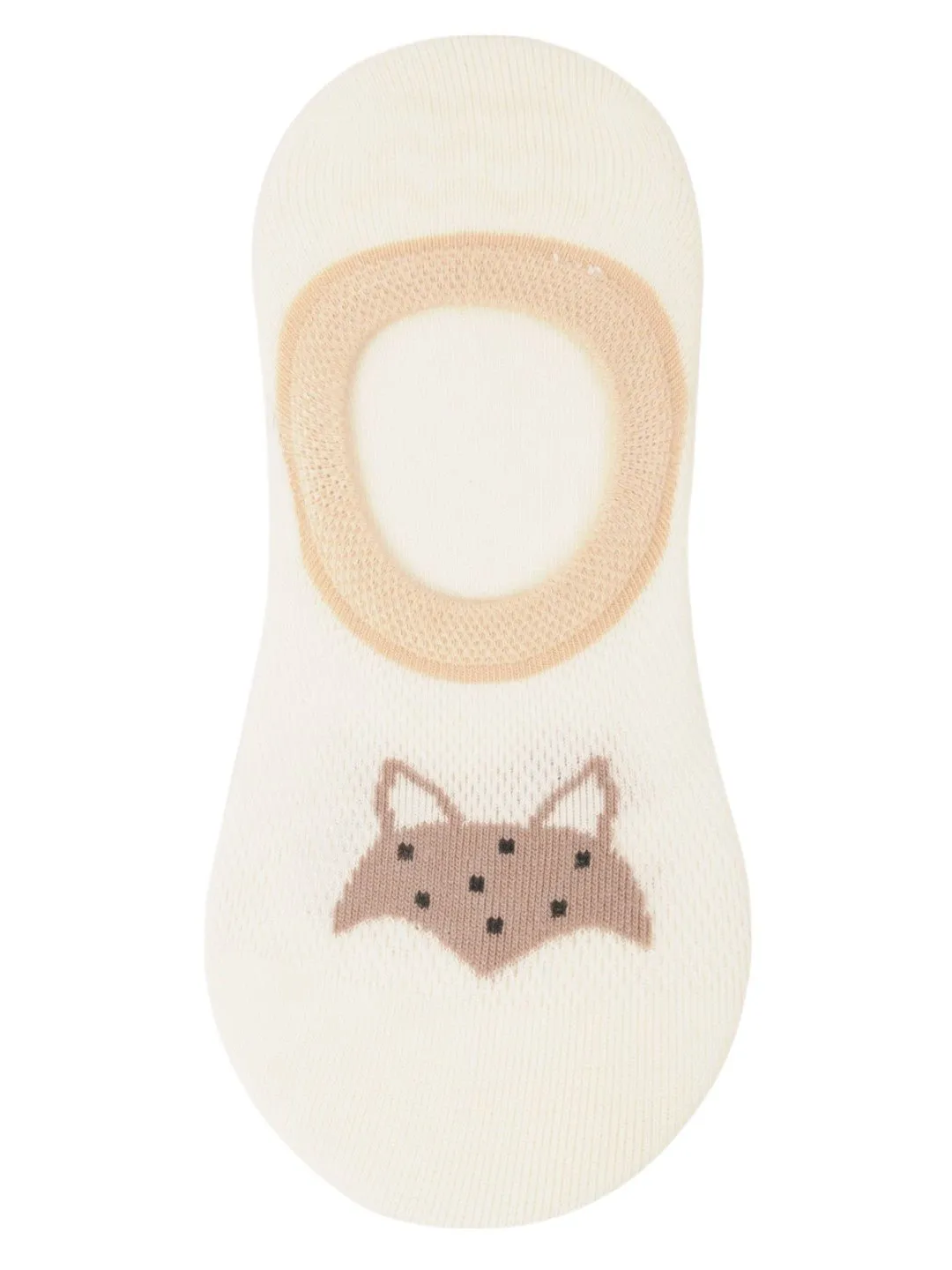 Boys' Ankle Socks with Adorable Animal Faces, Beige and Grey