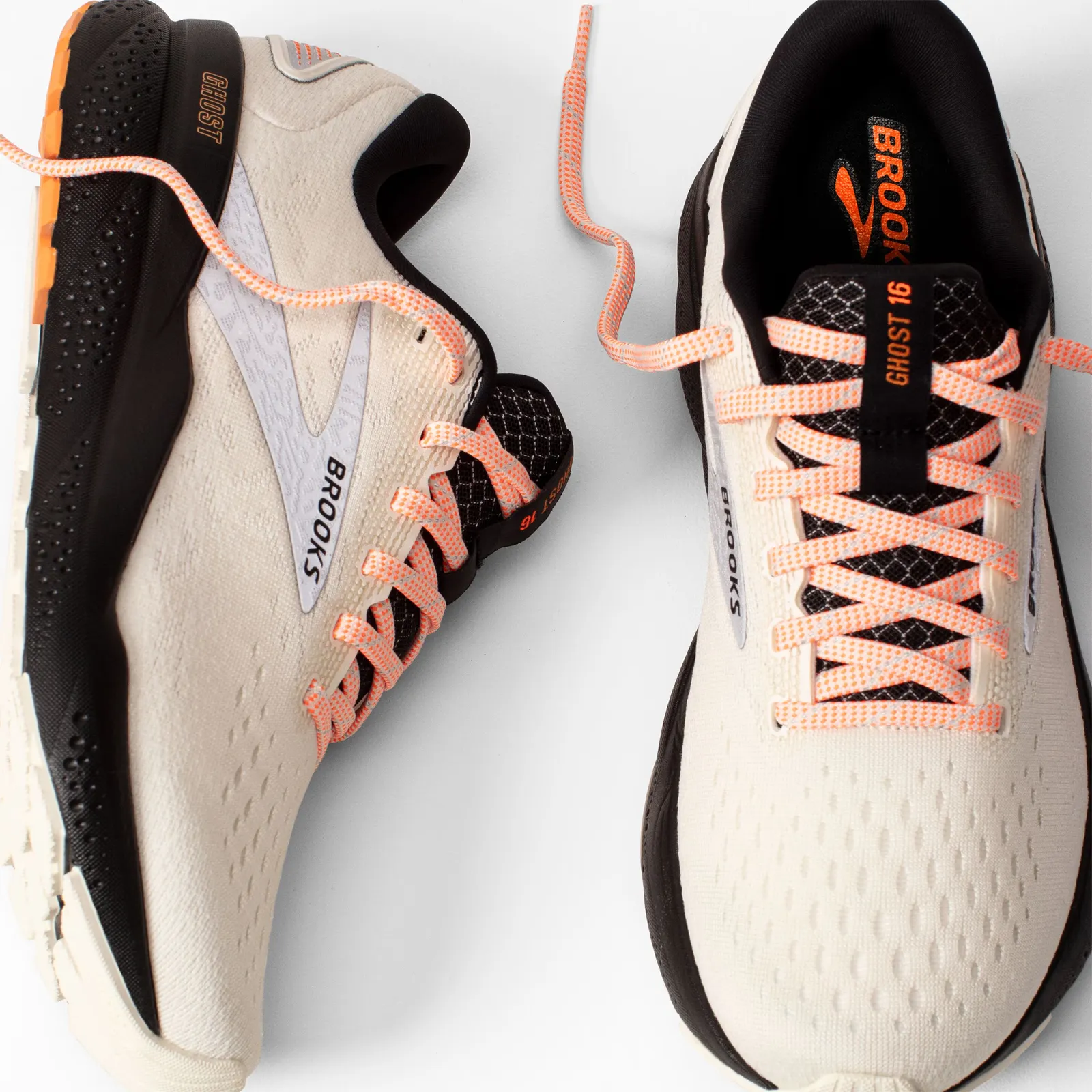 Brooks Ghost 16 Running Shoe (Women) - Ecru/Orange/Black