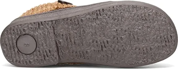 Clarks Mocha Suede Leather Knitted Collar Plush Faux Fur Lining Clog Slippers