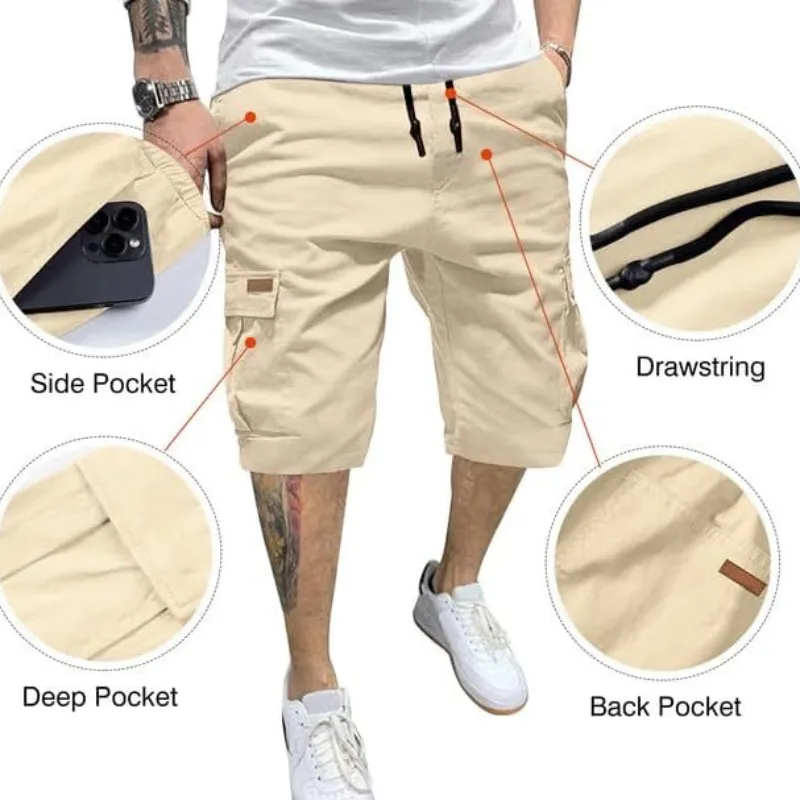Classic Casual Drawstring Design Cargo Shorts