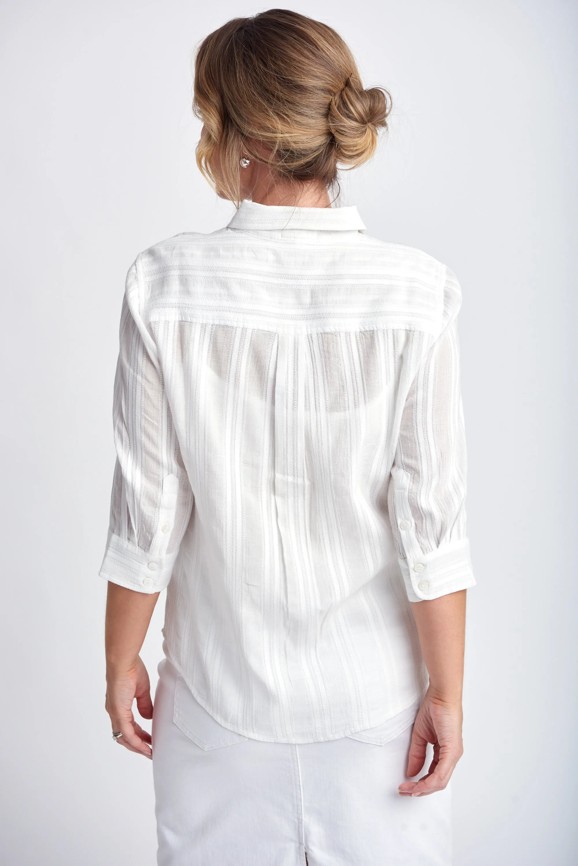 Cotton 3/4 Sleeve Lightweight Shirt Cloud
