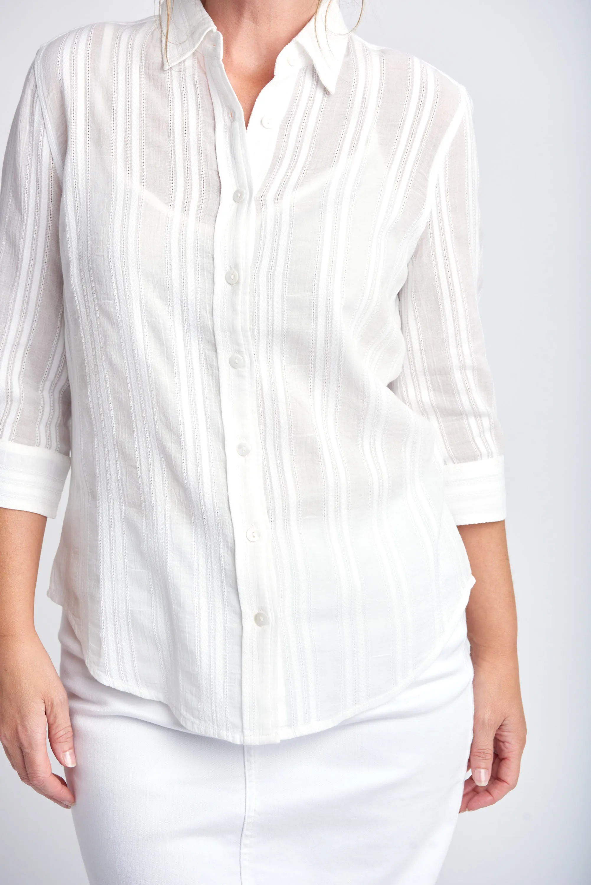 Cotton 3/4 Sleeve Lightweight Shirt Cloud