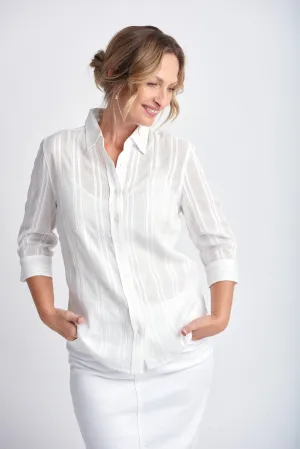 Cotton 3/4 Sleeve Lightweight Shirt Cloud