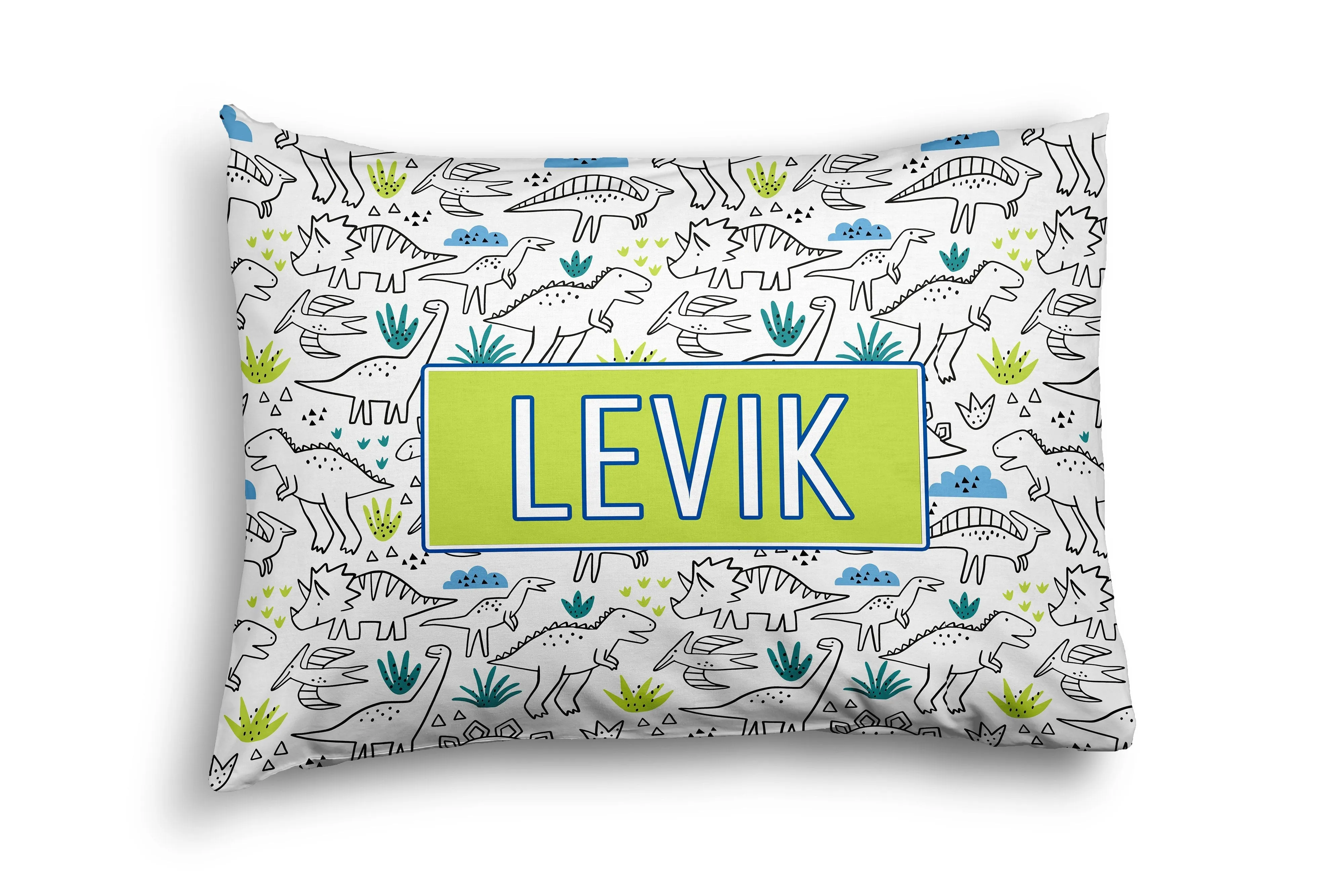 DINOSAUR PLAYTIME WHITE PERSONALIZED PILLOW SHAM