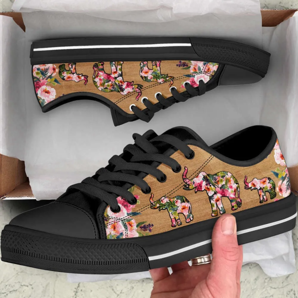 Elephant Flock Low Top Shoes Canvas Print Lowtop Casual Shoes Gift For Adults, Animal Print Canvas Shoes, Print On Canvas Shoes