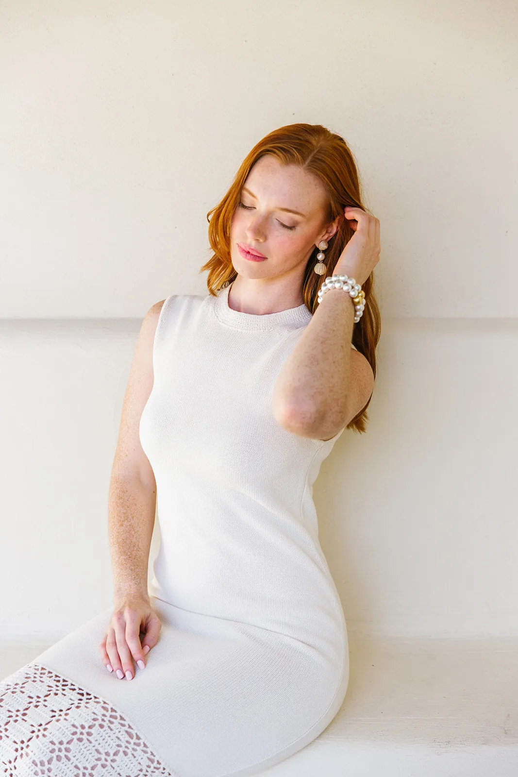 Grace Pearl Rattan Drop Earrings - Clip On