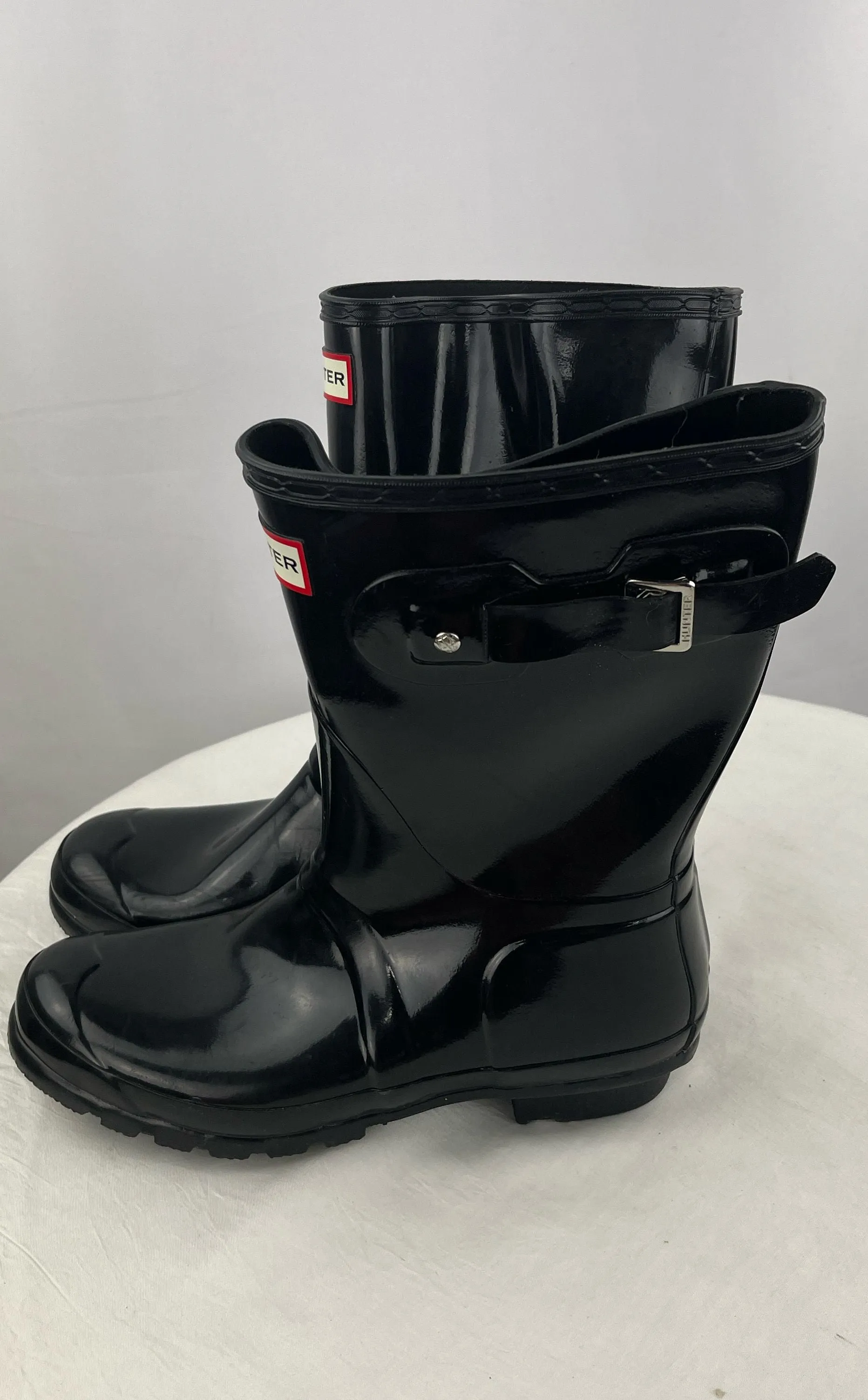 Hunter Original Women's Gloss Short Black Rainboots Size 9