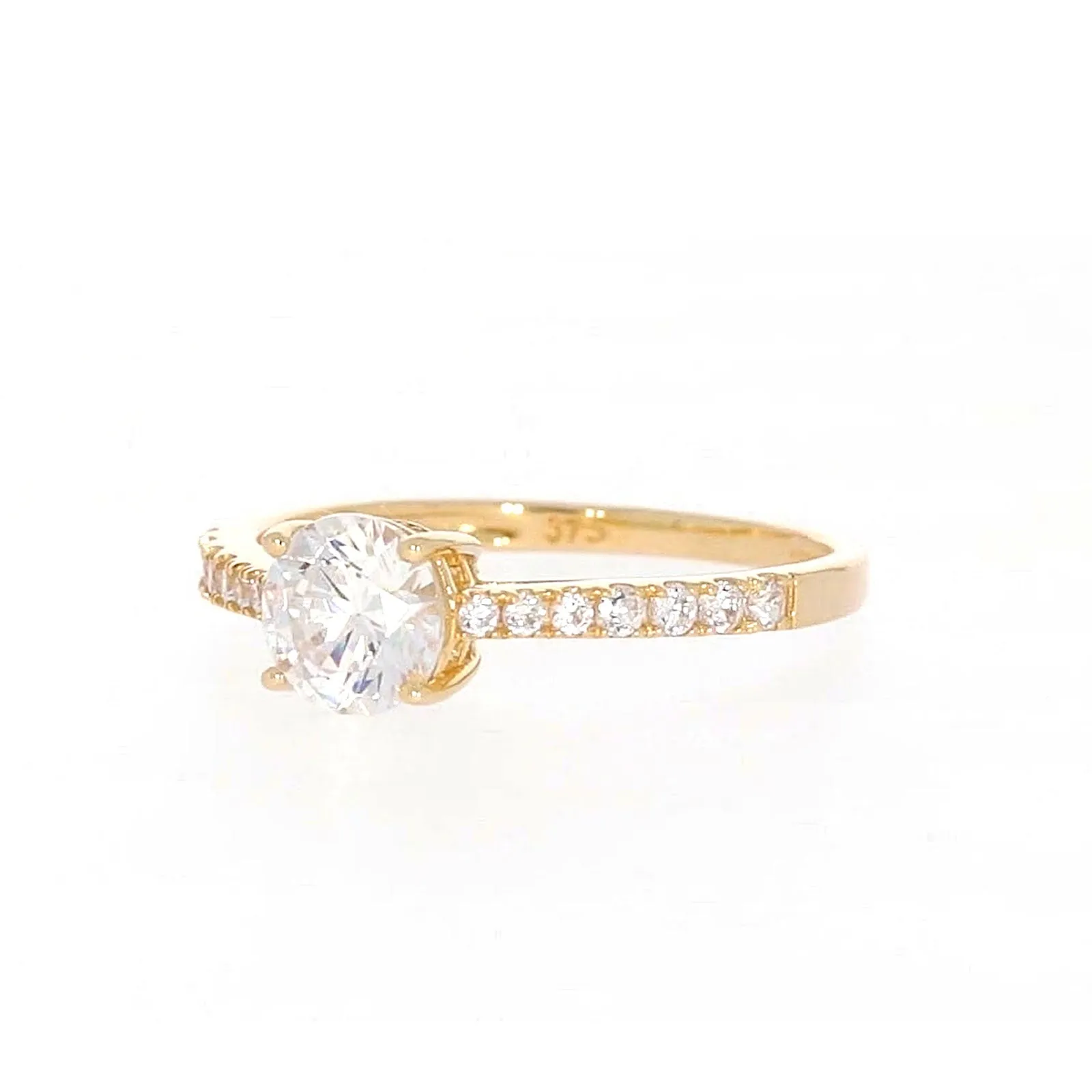 HUSH 9ct Yellow Gold Round Brilliant Cut with 1 CARAT tw of Diamond Simulants Ring