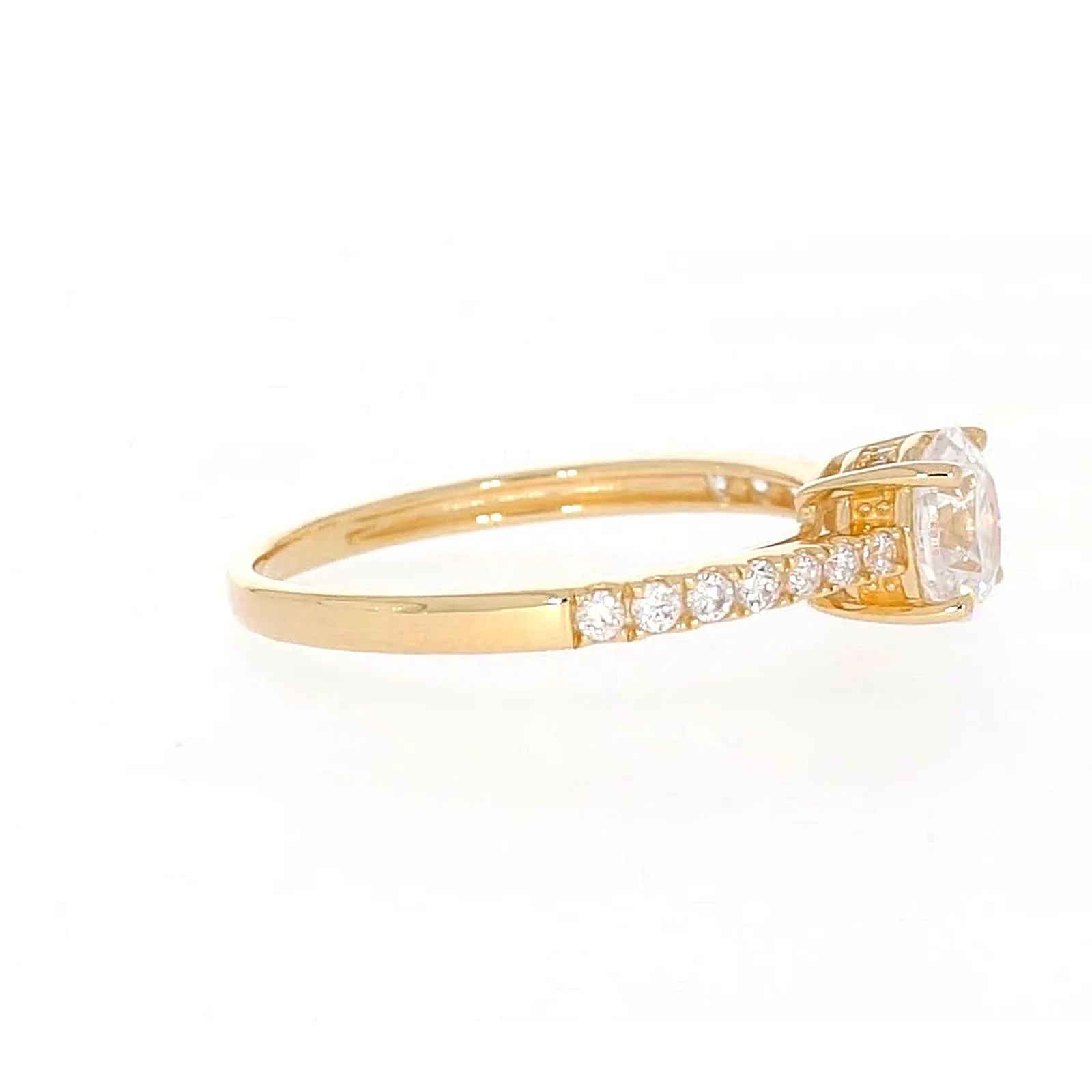 HUSH 9ct Yellow Gold Round Brilliant Cut with 1 CARAT tw of Diamond Simulants Ring