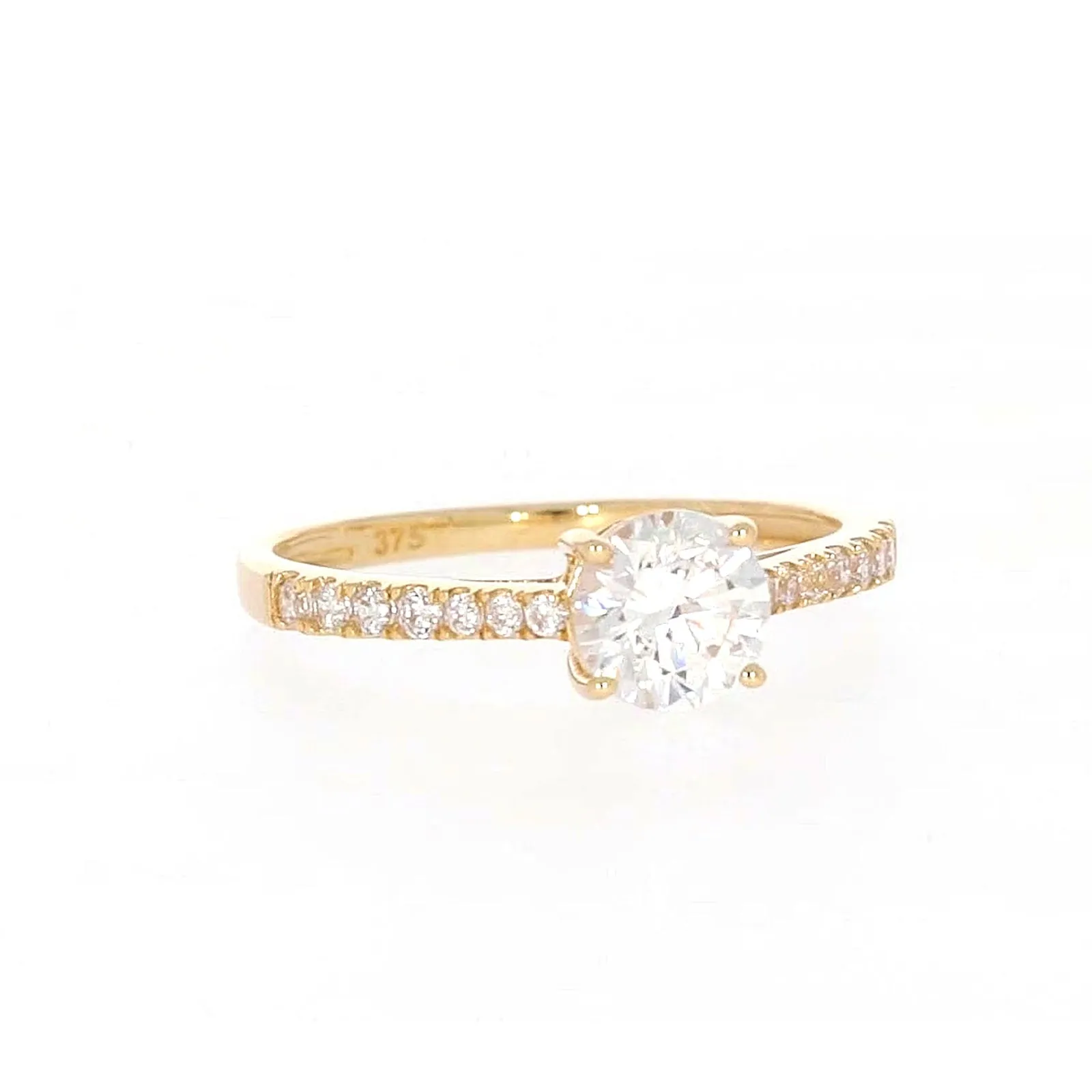 HUSH 9ct Yellow Gold Round Brilliant Cut with 1 CARAT tw of Diamond Simulants Ring