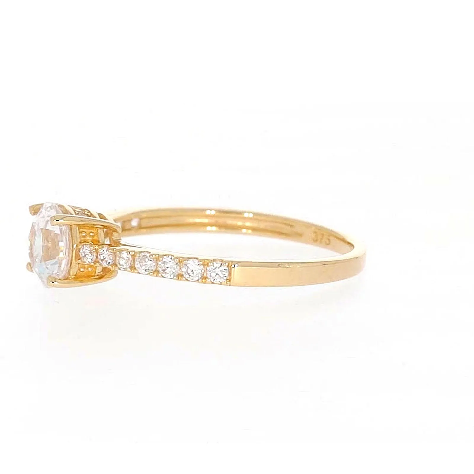 HUSH 9ct Yellow Gold Round Brilliant Cut with 1 CARAT tw of Diamond Simulants Ring