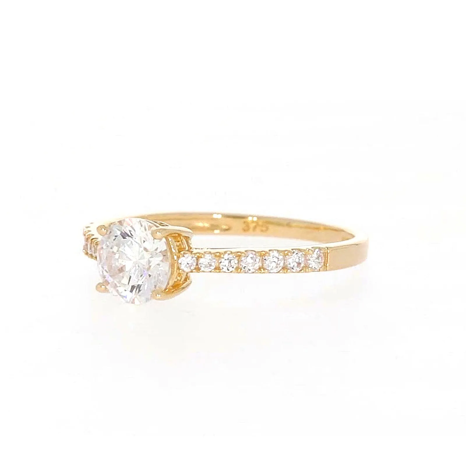 HUSH 9ct Yellow Gold Round Brilliant Cut with 1 CARAT tw of Diamond Simulants Ring