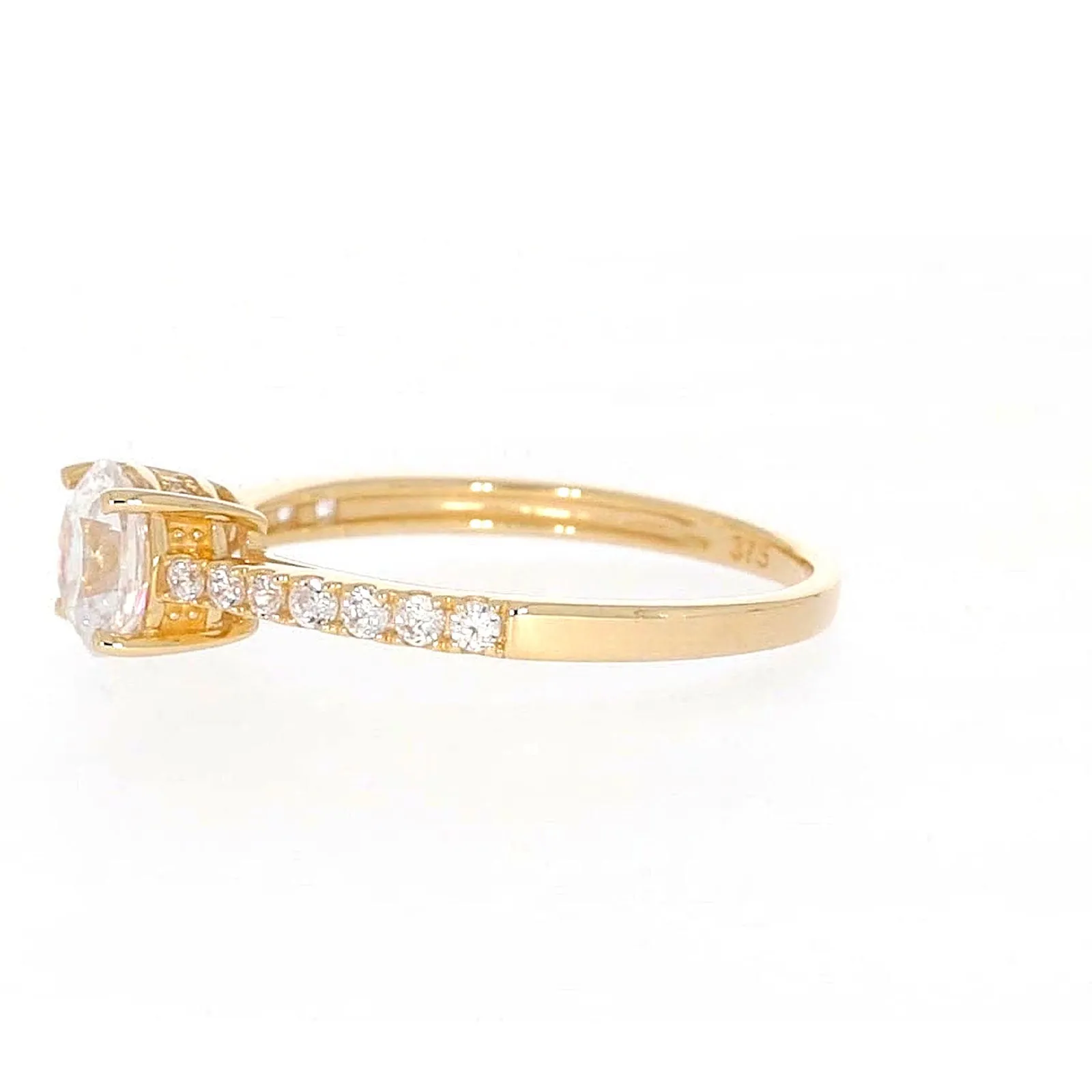 HUSH 9ct Yellow Gold Round Brilliant Cut with 1 CARAT tw of Diamond Simulants Ring