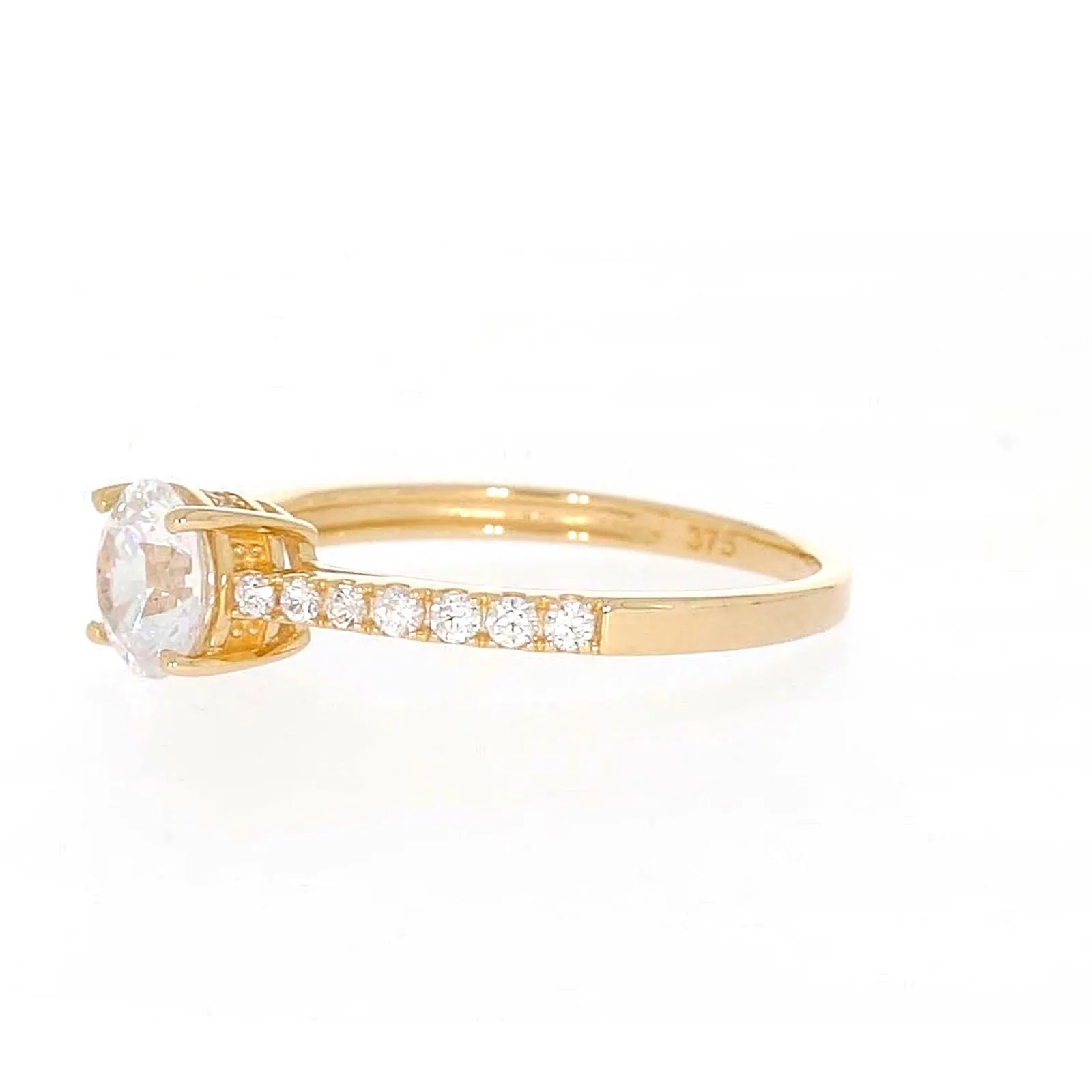 HUSH 9ct Yellow Gold Round Brilliant Cut with 1 CARAT tw of Diamond Simulants Ring