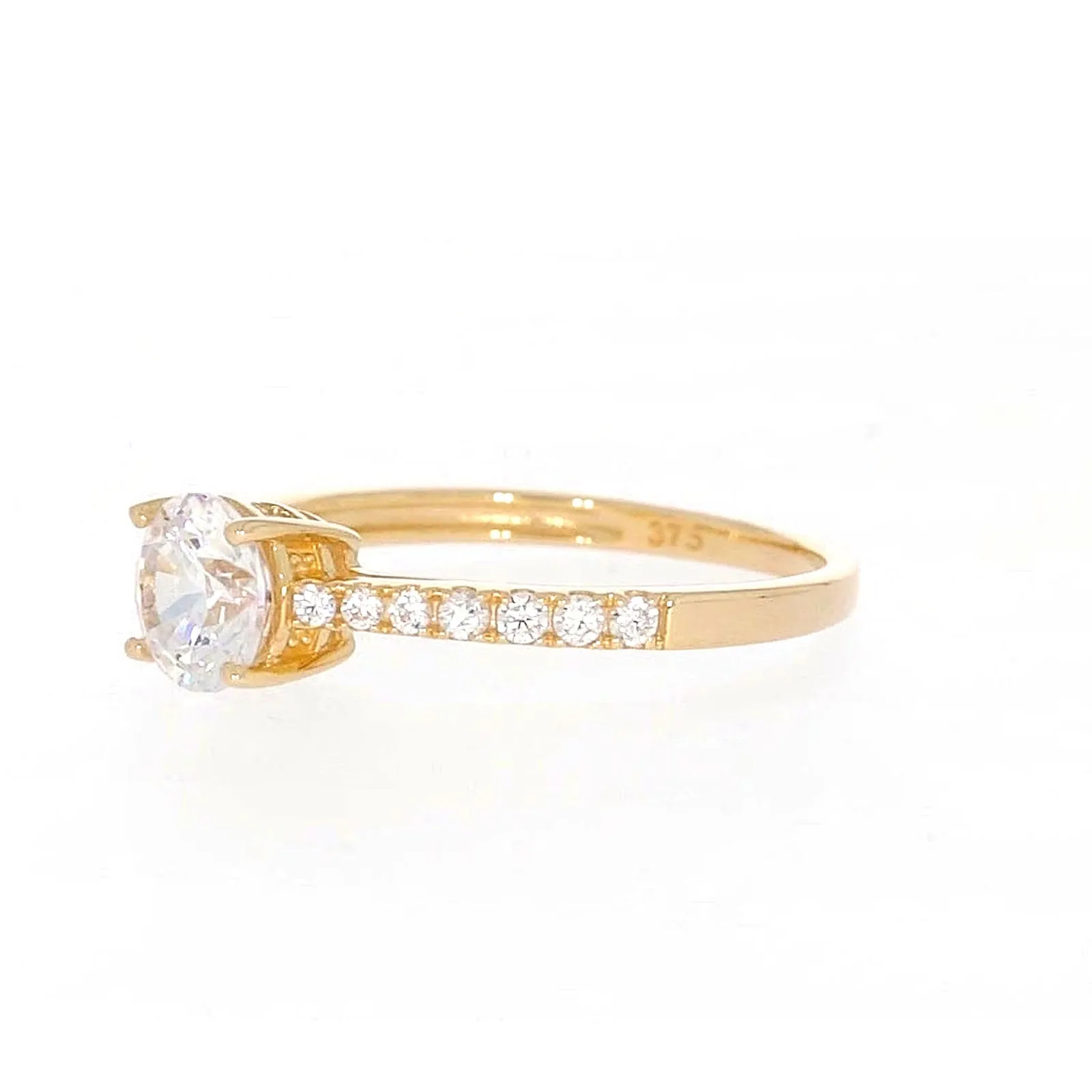 HUSH 9ct Yellow Gold Round Brilliant Cut with 1 CARAT tw of Diamond Simulants Ring