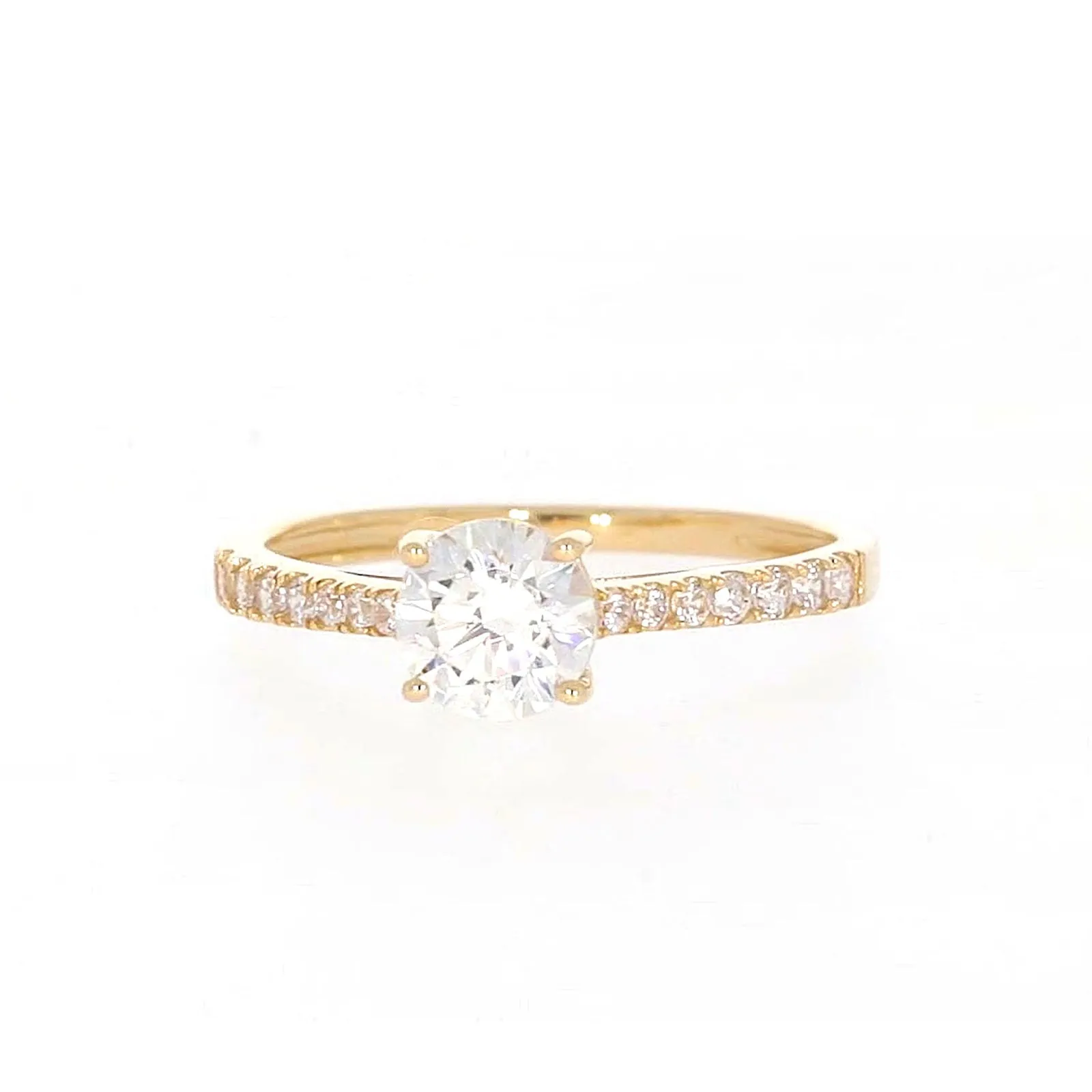 HUSH 9ct Yellow Gold Round Brilliant Cut with 1 CARAT tw of Diamond Simulants Ring