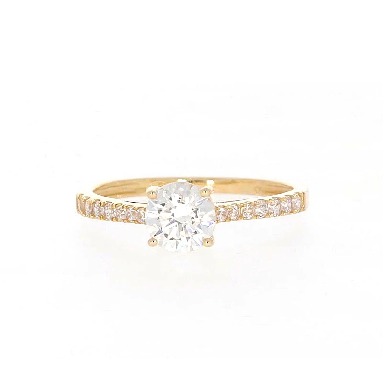 HUSH 9ct Yellow Gold Round Brilliant Cut with 1 CARAT tw of Diamond Simulants Ring