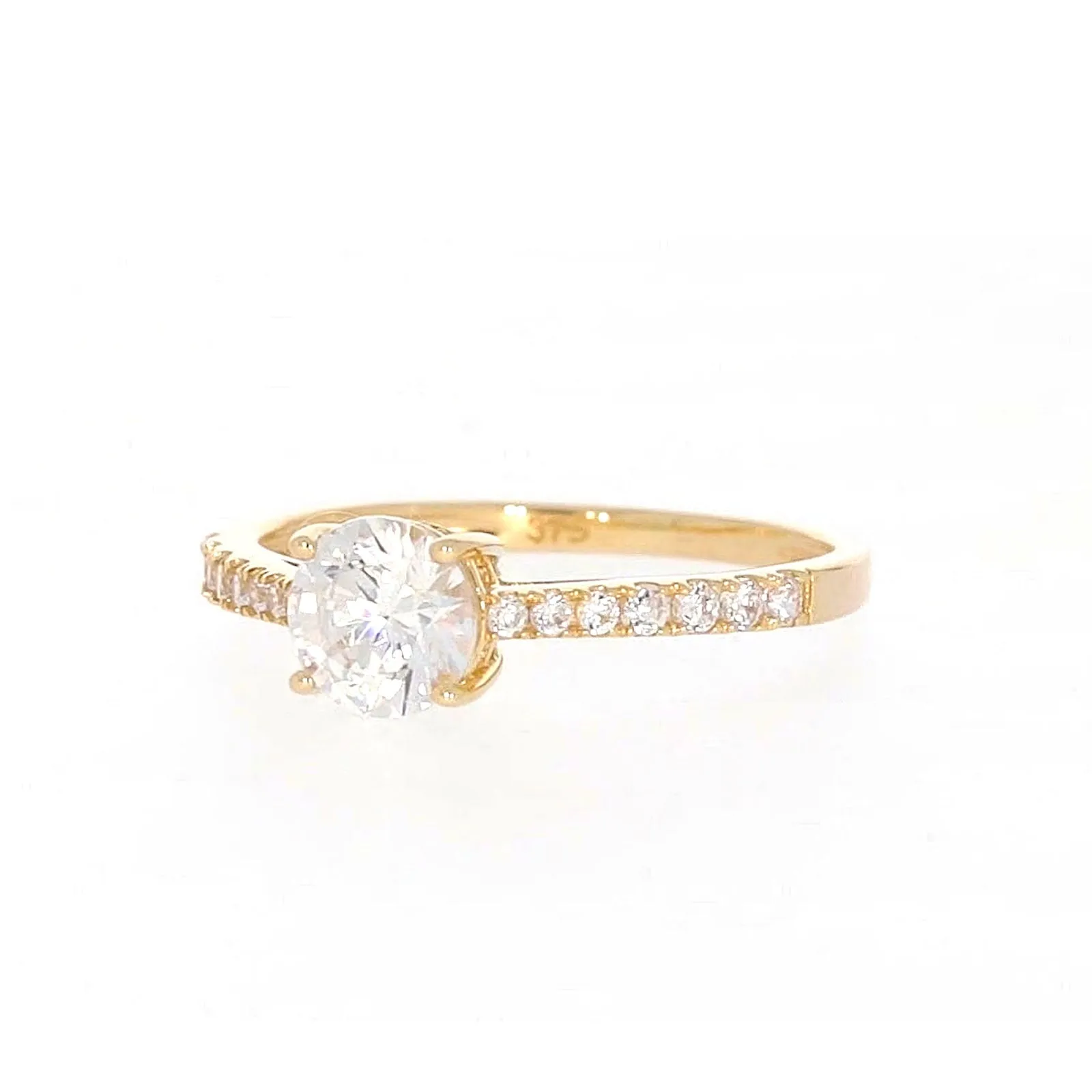 HUSH 9ct Yellow Gold Round Brilliant Cut with 1 CARAT tw of Diamond Simulants Ring