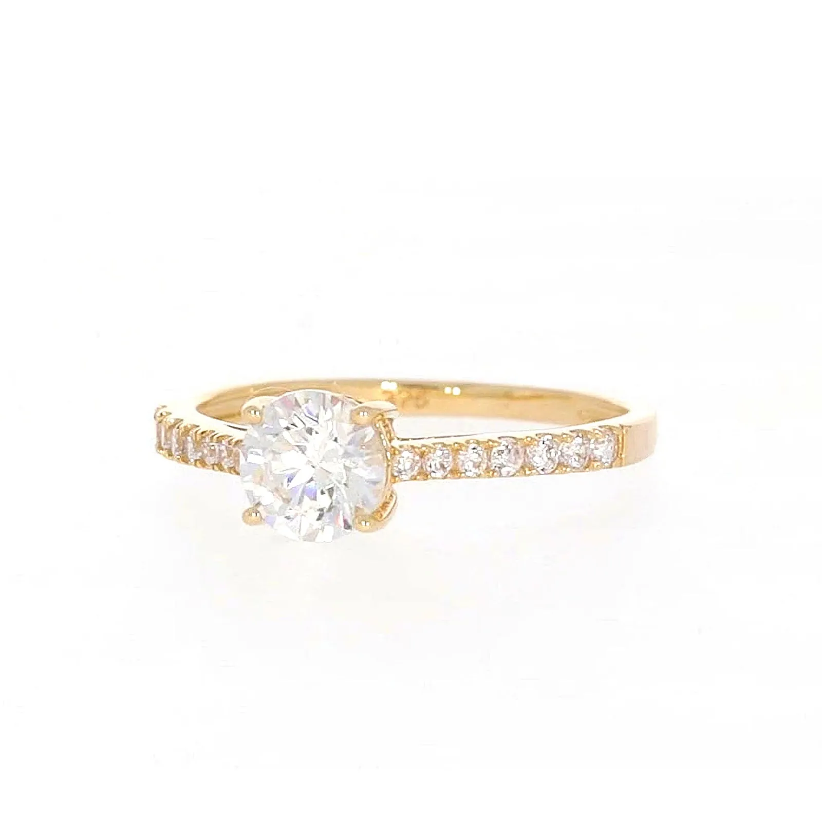 HUSH 9ct Yellow Gold Round Brilliant Cut with 1 CARAT tw of Diamond Simulants Ring