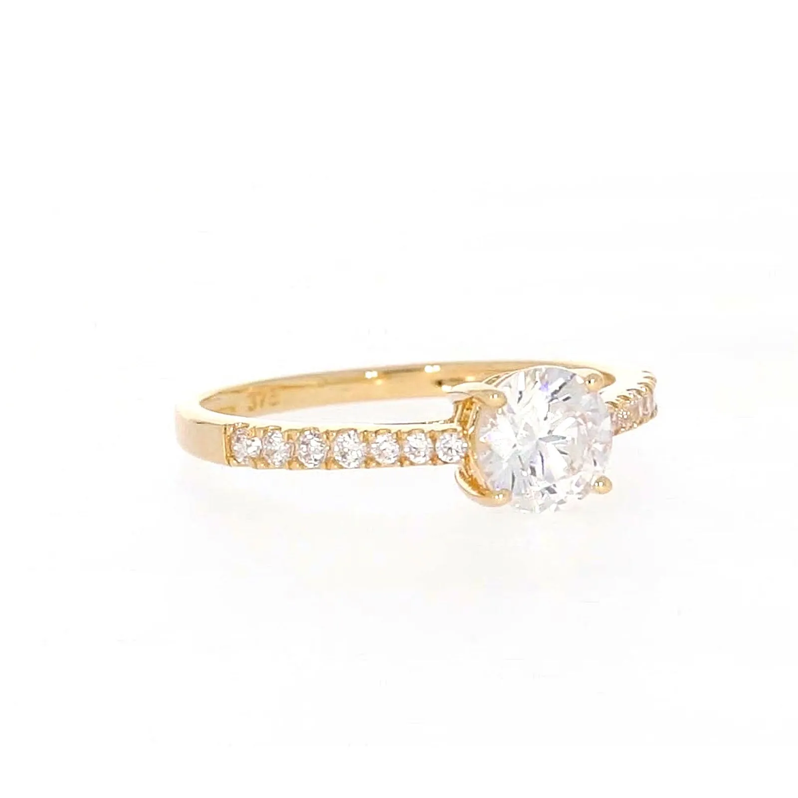 HUSH 9ct Yellow Gold Round Brilliant Cut with 1 CARAT tw of Diamond Simulants Ring