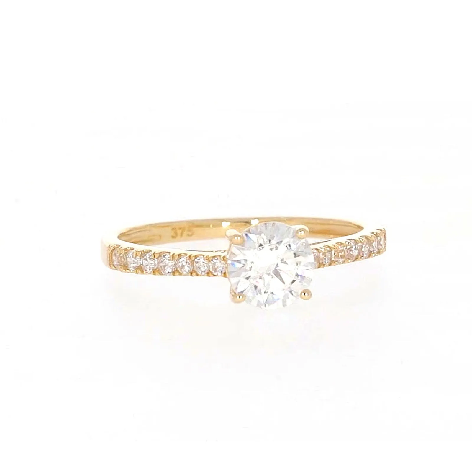 HUSH 9ct Yellow Gold Round Brilliant Cut with 1 CARAT tw of Diamond Simulants Ring