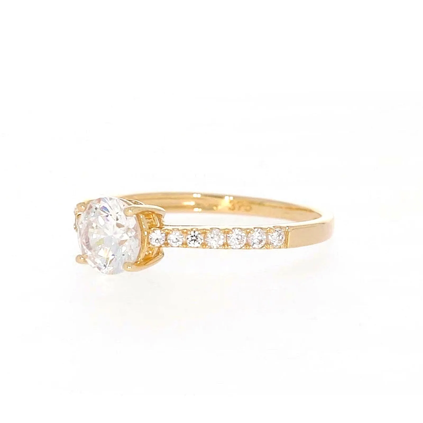 HUSH 9ct Yellow Gold Round Brilliant Cut with 1 CARAT tw of Diamond Simulants Ring