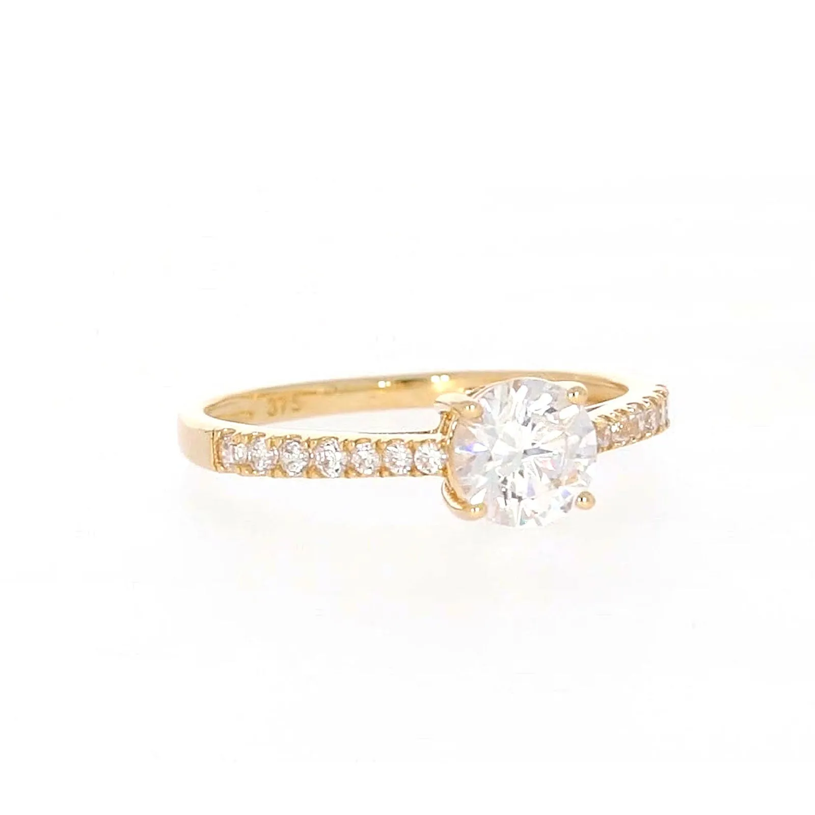 HUSH 9ct Yellow Gold Round Brilliant Cut with 1 CARAT tw of Diamond Simulants Ring