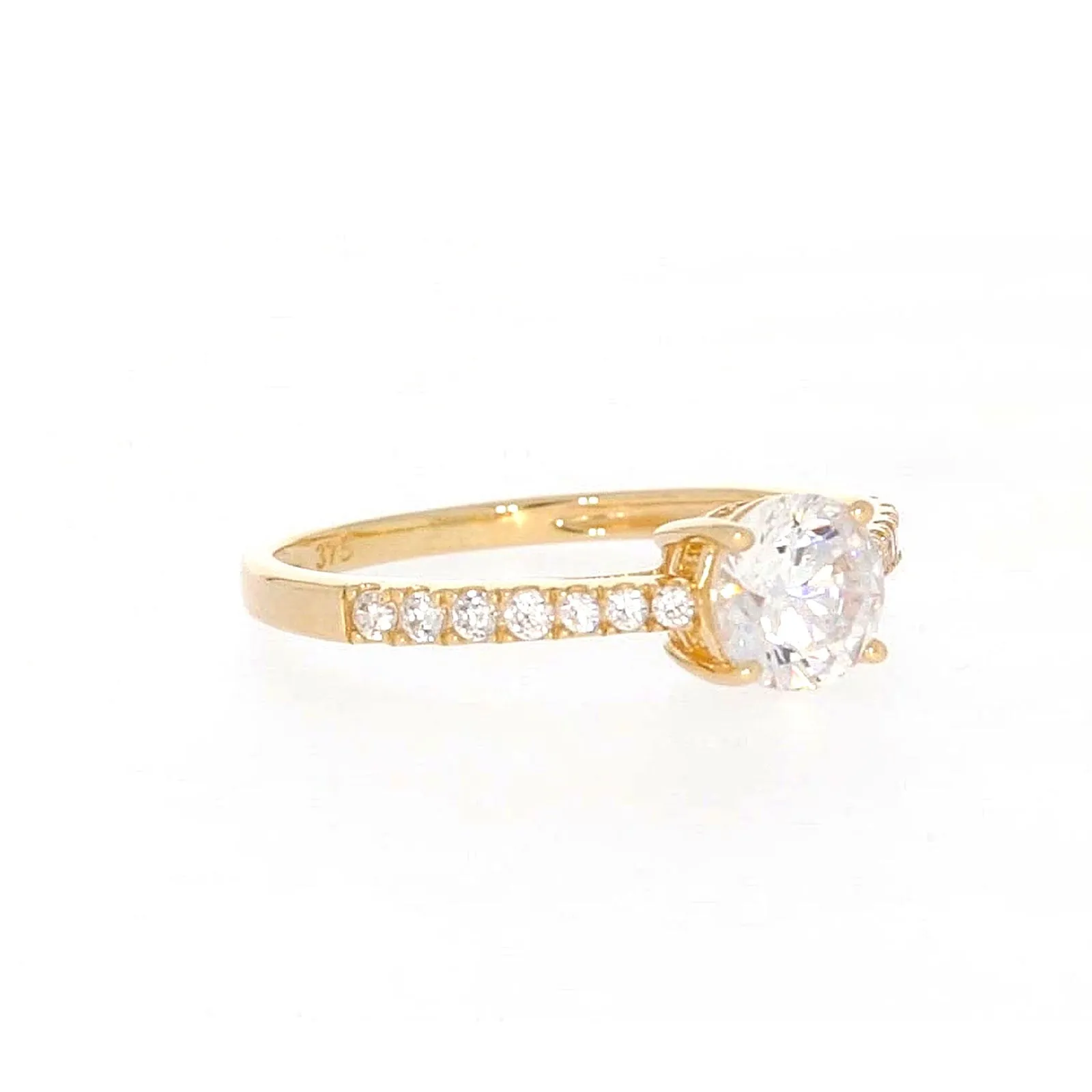HUSH 9ct Yellow Gold Round Brilliant Cut with 1 CARAT tw of Diamond Simulants Ring
